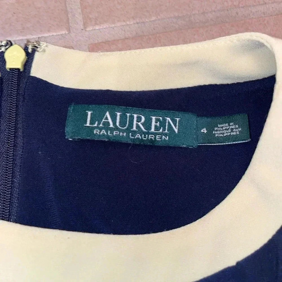 RALPH LAUREN SLEEVELESS NAVY /YELLOW FIT AND FLARE STRETCH DRESS SIZE 2 - Picture 13 of 13